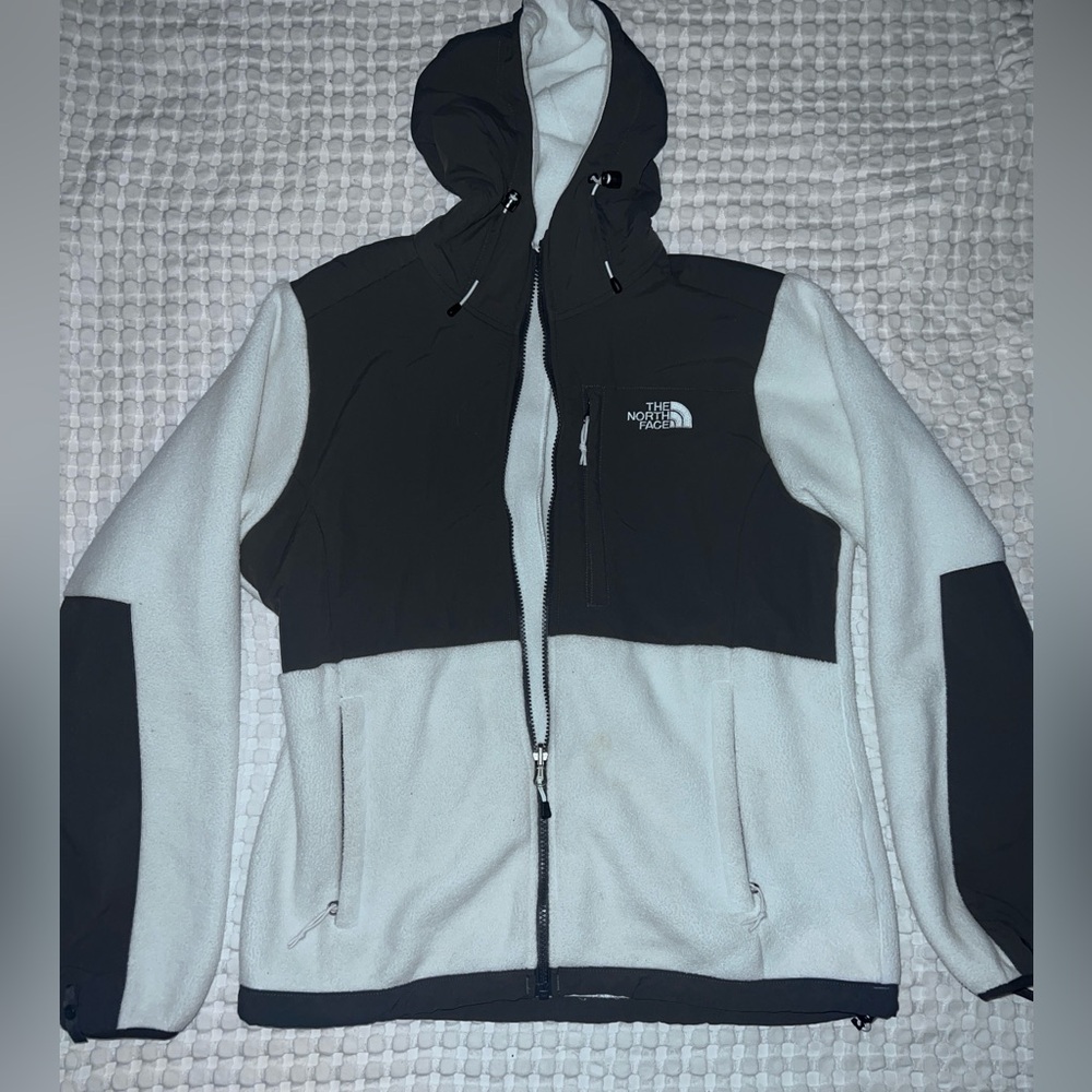 The north face white & dark gray women’s zip up fleece medium